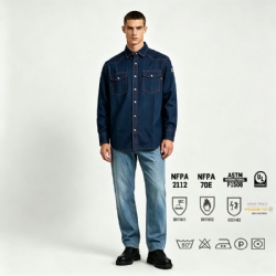 DENIM FR WORK SHIRT WITH PEARL SNAPS